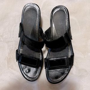 Naot Treasure Women's Black Leather Wedge Platform Sandal size 8 US 38 EU